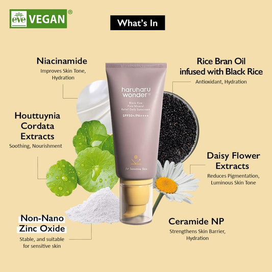 Haruharu Wonder Black Rice Pure Mineral Relief Daily Sunscreen SPF 50+, 50 ml